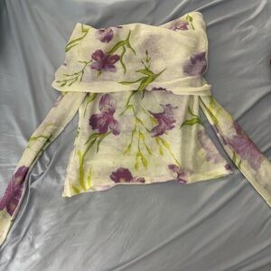 Commense cream Floral Knit Top